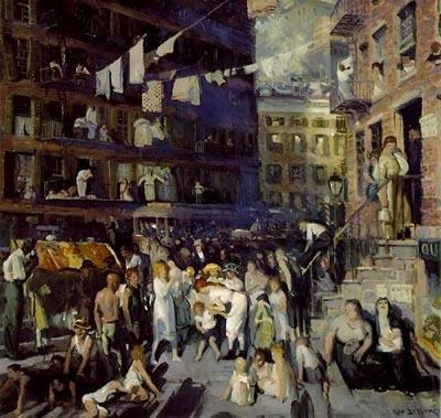 George Wesley Bellows Cliff Dwellers , 1913, oil on canvas. Los Angeles County Museum of Art oil painting image